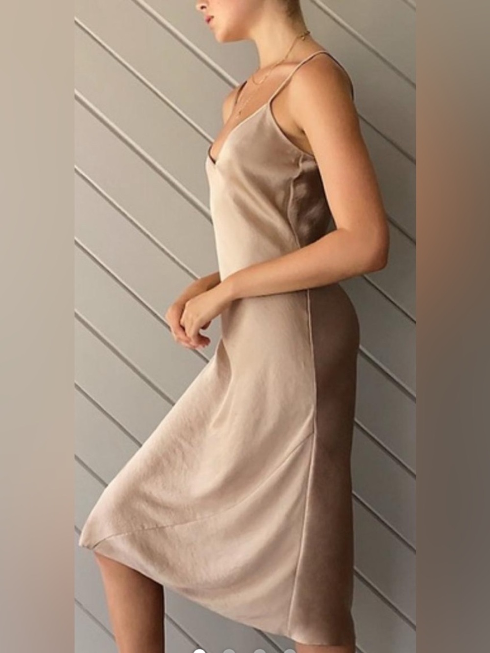 Wilfred Taupe Beige Feminine Straight Lightweight Slip Mini Dress Size Small